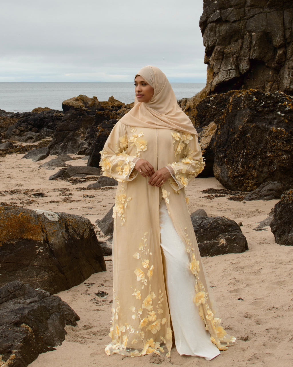 Buttercream - 3D Floral Abaya