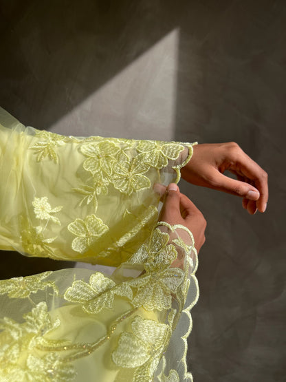 Mellow Bloom - Embroidered Net Kimono
