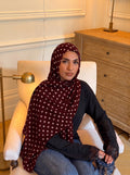 Maroon Polka Dot Modal Hijab