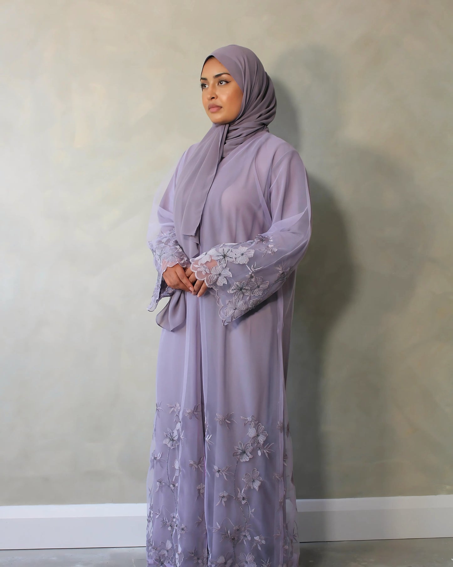 Amethyst - Embroidered Net Kimono