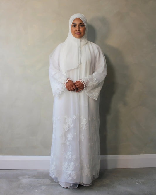 Pearl Blossom - Embroidered Net Kimono