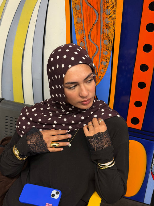 Brown Polka Dot Modal Hijab
