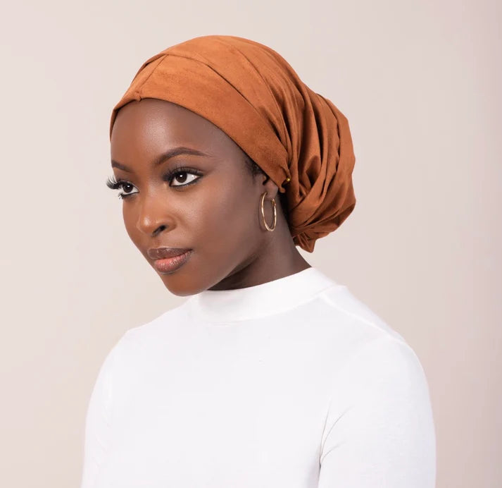 Camel Suede Turban Wrap