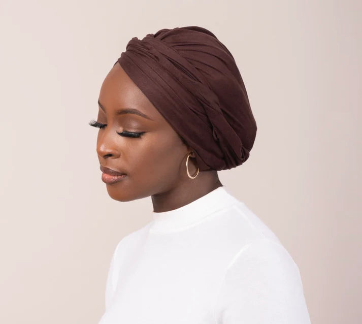 Chestnut Suede Turban Wrap