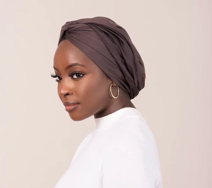 Dark Brown Suede Turban Wrap