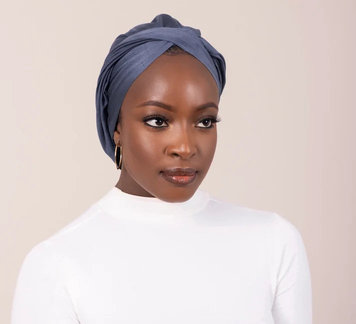 Grey Suede Turban Wrap
