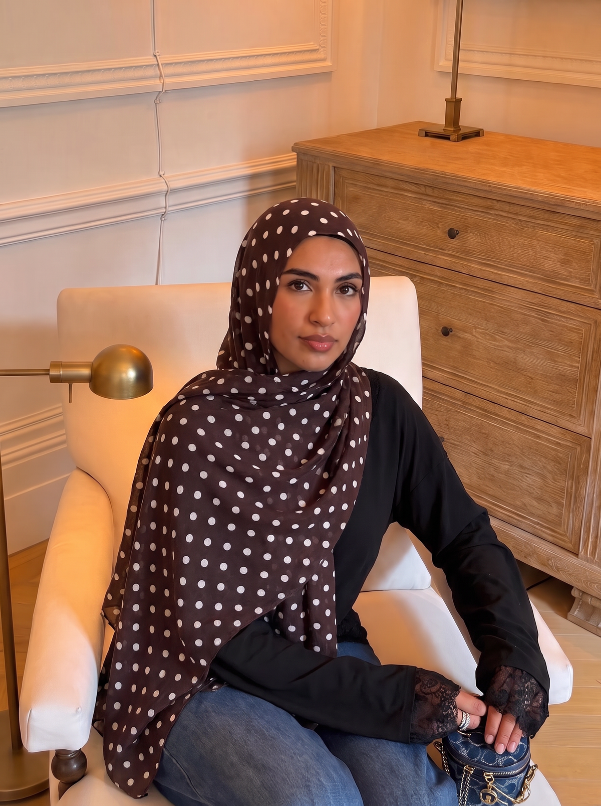 Brown Polka Dot Modal Hijab