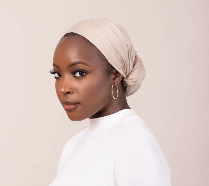 Nude Suede Turban Wrap