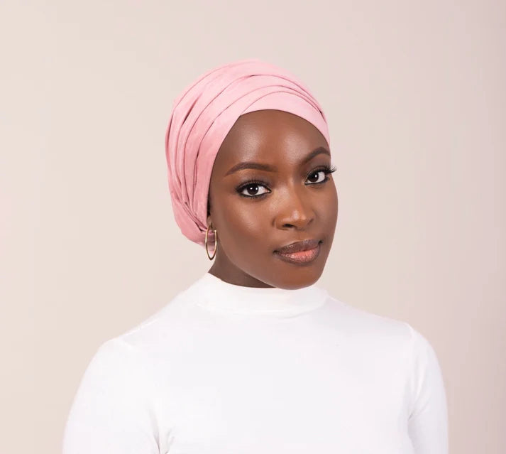 Pink Suede Turban Wrap