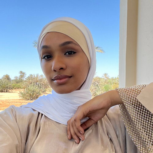 Beige Criss Cross Hijab Cap