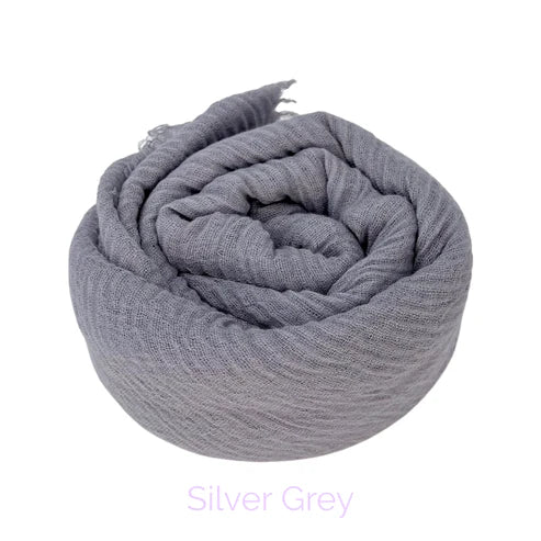 Silver Grey Crinkle Cotton Hijab
