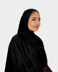 HIJABI LONDON black premium jersey cotton hijab with a slight stretch for easy styling. Soft, breathable, and comfortable for everyday wear.