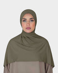 HIJABI LONDON Khaki Premium Jersey Hijab made from soft, breathable cotton with a Lycra blend for stretch. Ideal for everyday wear.