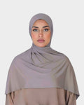 HIJABI LONDON Mink Premium Jersey Hijab made from soft, breathable cotton with a 5% Lycra blend for stretch. Ideal for everyday wear.