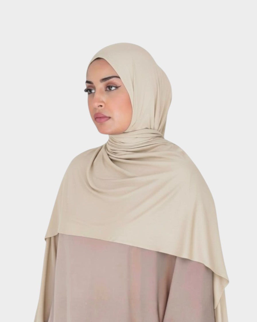 HIJABI LONDON Nude Premium Jersey Hijab made from soft, breathable cotton with a hint of Lycra for stretch. Perfect for everyday wear.